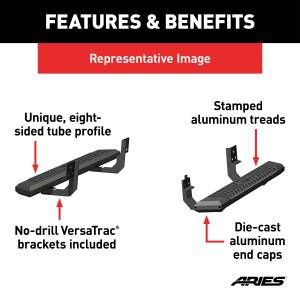 ARIES - ARIES AdvantEDGE 5-1/2" x 53" Black Aluminum Side Bars, Select Ford F-150 2556007 - Image 3