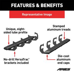 ARIES - ARIES AdvantEDGE 5-1/2" x 75" Black Aluminum Side Bars, Select Silverado, Sierra 2556021 - Image 5