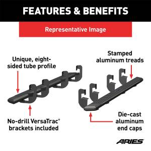 ARIES - ARIES AdvantEDGE 5-1/2" x 91" Black Aluminum Side Bars, Select Silverado, Sierra 2556046 - Image 2