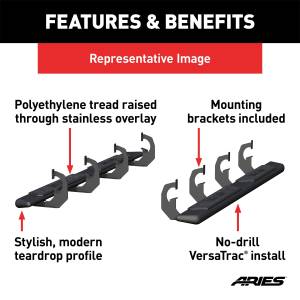ARIES - ARIES AscentStep 5-1/2" x 75" Black Steel Running Boards, Select Colorado, Canyon 2558043 - Image 3