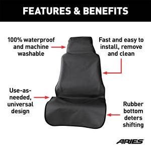 ARIES - ARIES Seat Defender 58" x 23" Removable Waterproof Black Bucket Seat Cover 3142-09 - Image 2