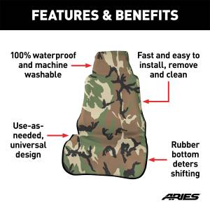 ARIES - ARIES Seat Defender 58" x 23" Removable Waterproof Camo Bucket Seat Cover 3142-20 - Image 2