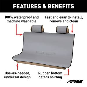 ARIES - ARIES Seat Defender 58" x 55" Removable Waterproof Grey Bench Seat Cover 3146-01 - Image 2