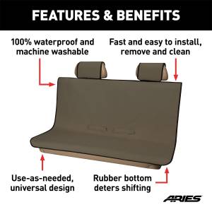 ARIES - ARIES Seat Defender 58" x 55" Removable Waterproof Brown Bench Seat Cover 3146-18 - Image 2