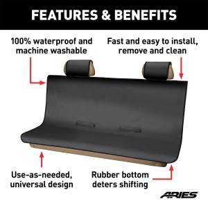 ARIES - ARIES Seat Defender 58" x 63" Removable Waterproof Black XL Bench Seat Cover 3147-09 - Image 2
