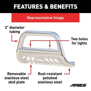 ARIES - ARIES 3" Polished Stainless Bull Bar, Select Nissan Armada, Titan 35-9001 - Image 5