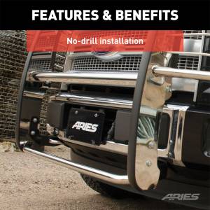 ARIES - ARIES Polished Stainless Grille Guard, Select Chevrolet Silverado 1500 4091-2 - Image 7