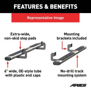 ARIES - ARIES 6" x 75" Polish Stainless Oval Side Bars, Select Silverado, Tahoe, Sierra, Yukon 4444002 - Image 5