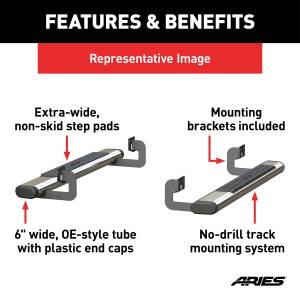 ARIES - ARIES 6" x 53" Polished Stainless Oval Side Bars, Select Toyota Tundra 4444030 - Image 3