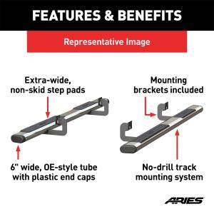 ARIES - ARIES 6" x 85" Polished Stainless Oval Side Bars, Select Nissan Titan, XD, Armada 4444041 - Image 3
