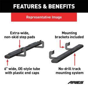 ARIES - ARIES 6" x 75" Black Aluminum Oval Side Bars, Select Silverado, Sierra 4445001 - Image 5