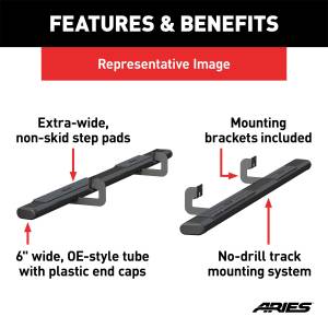 ARIES - ARIES 6" x 91" Black Aluminum Oval Side Bars, Select Toyota Tundra 4445032 - Image 3