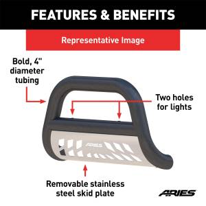 ARIES - ARIES Big Horn 4" Black Aluminum Bull Bar, Select Ford F-250, F-350 Super Duty AL45-3006 - Image 5