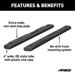 ARIES - ARIES 6" x 85" Black Aluminum Oval Side Bars (No Brackets) B2885 - Image 3