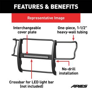 ARIES - ARIES Pro Series Black Steel Grille Guard, Select Chevrolet Silverado 1500 P4092 - Image 4