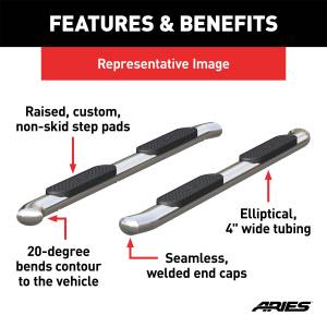 ARIES - ARIES 4" Polished Stainless Oval Side Bars, Select Ford Excursion, F-250, F-350 S223006-2 - Image 5
