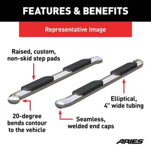 ARIES - ARIES 4" Polished Stainless Oval Side Bars, Select Silverado, Sierra 1500, 2500, 3500 S224053-2 - Image 5