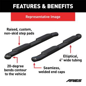 ARIES - ARIES 4" Black Steel Oval Side Bars, Select Silverado, Sierra 1500 Extended Cab S224054 - Image 3