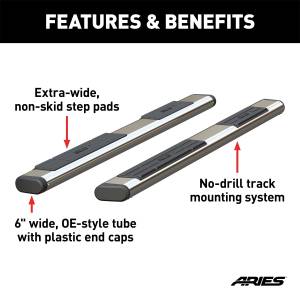 ARIES - ARIES 6" x 85" Polished Stainless Oval Side Bars (No Brackets) S2885 - Image 3