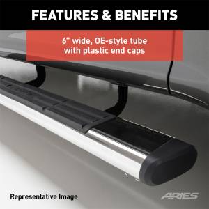 ARIES - ARIES 6" x 85" Polished Stainless Oval Side Bars (No Brackets) S2885 - Image 4