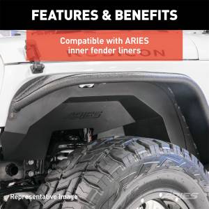 ARIES - ARIES Jeep Wrangler JK Raw Aluminum Front Fender Flares 1500202 - Image 6