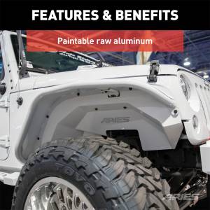 ARIES - ARIES Jeep Wrangler JK Raw Aluminum Front Fender Flares 1500202 - Image 9