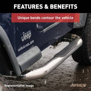 ARIES - ARIES 3" Round Polished Stainless Side Bars, Select Ford F-150 203007-2 - Image 5