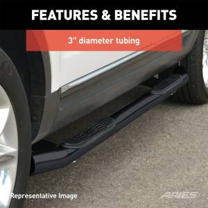 ARIES - ARIES 3" Round Black Steel Side Bars, Select Ford F-150 203008 - Image 2
