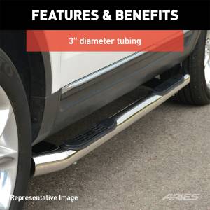 ARIES - ARIES 3" Round Polished Stainless Side Bars, Select Avalanche, Suburban, Yukon XL 204004-2 - Image 5