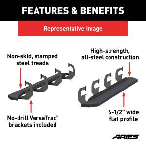 ARIES - ARIES RidgeStep 6-1/2" x 75" Black Steel Running Boards, Select Ford F-250, F-350 2055523 - Image 5