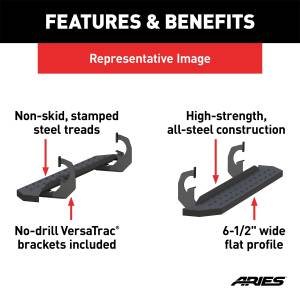 ARIES - ARIES RidgeStep 6-1/2" x 53" Black Steel Running Boards, Select Toyota Tundra 2055527 - Image 5
