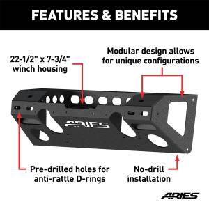 ARIES - ARIES TrailChaser Jeep Wrangler JK Aluminum Front Bumper Center Section 2081001 - Image 4