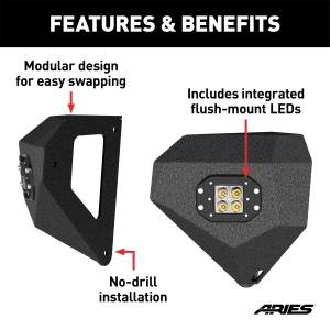 ARIES - ARIES TrailChaser Jeep Wrangler, Gladiator Aluminum Front Bumper Corners with LEDs 2081205 - Image 4
