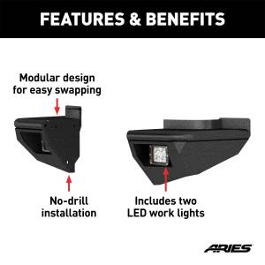 ARIES - ARIES TrailChaser Jeep Wrangler Steel Rear Bumper Corners with LEDs 2081222 - Image 4