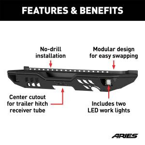 ARIES - ARIES TrailChaser Jeep Wrangler JK Aluminum Rear Bumper with LED Lights 2082061 - Image 4