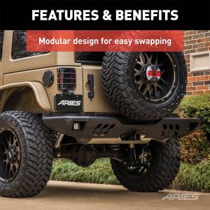 ARIES - ARIES TrailChaser Jeep Wrangler JK Aluminum Rear Bumper with LED Lights 2082061 - Image 6