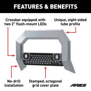ARIES - ARIES AdvantEDGE 5-1/2" Chrome Aluminum Bull Bar with Lights, Select Ford Super Duty 2153102 - Image 7