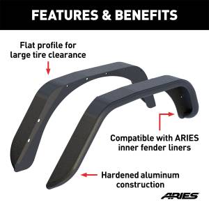 ARIES - ARIES Jeep Wrangler JK Black Aluminum Rear Fender Flares 2500201 - Image 4