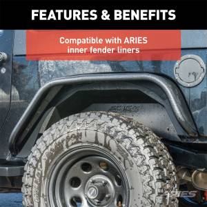 ARIES - ARIES Jeep Wrangler JK Black Aluminum Rear Fender Flares 2500201 - Image 7