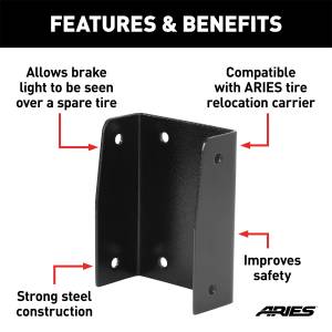 ARIES - ARIES Jeep Wrangler JK Third Brake Light Extension Bracket 256TBL - Image 3