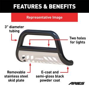 ARIES - ARIES 3" Black Steel Bull Bar, Select Ford F-250, F-350 Super Duty B35-3006 - Image 5