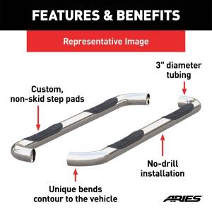 ARIES - ARIES 3" Round Polished Stainless Side Bars, Select Toyota RAV4 202020-2 - Image 6