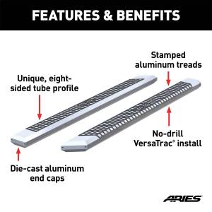 ARIES - ARIES AdvantEDGE 5-1/2" x 91" Chrome Aluminum Side Bars (No Brackets) 2055891 - Image 6