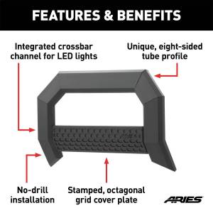 ARIES - ARIES AdvantEDGE 5-1/2" Black Aluminum Bull Bar, Select Silverado, Sierra 2500, 3500 2164003 - Image 8