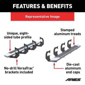 ARIES - ARIES AdvantEDGE 5-1/2" x 75" Chrome Aluminum Side Bars, Select Dodge Durango 2555053 - Image 5