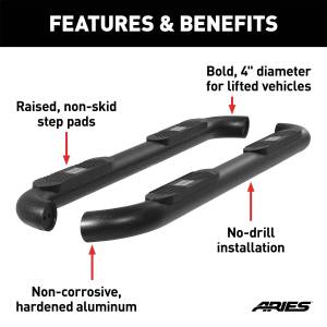 ARIES - ARIES Big Step 4" Black Aluminum Round Side Bars, Select Toyota Tundra AL232013 - Image 6
