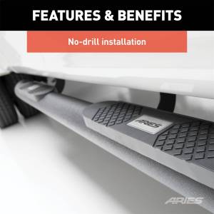 ARIES - ARIES Big Step 4" Black Aluminum Round Side Bars, Select Silverado, Sierra 2500, 3500 AL234013 - Image 8