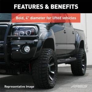 ARIES - ARIES Big Step 4" Black Aluminum Round Side Bars, Select Silverado, Sierra 2500, 3500 AL234013 - Image 7