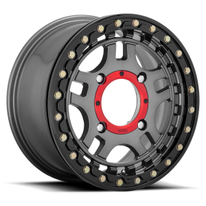 KMC Powersports - KMC Powersports KS240 RECON BEADLOCK 14X7 4X156 Gun Metal With Gloss Black Ring|KS24047044438 - Image 2