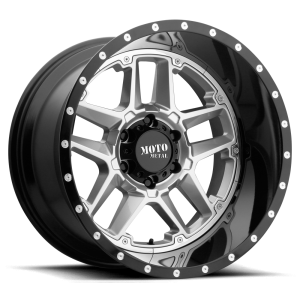 Moto Metal - Moto Metal MO987 SENTRY 20X9 5X5.0 Gloss Silver Center Gloss Black Lip|MO98729050400 - Image 2